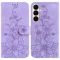 Lily Embossed Leather Phone Case, For Galaxy S26 FE 5G, For Samsung Galaxy S26+ 5G, For Samsung Galaxy S26 Edge 5G, For Samsung Galaxy S26 Ultra 5G