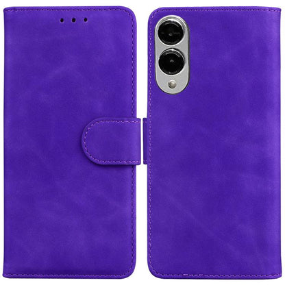 Skin Feel Pure Color Flip Leather Phone Case
