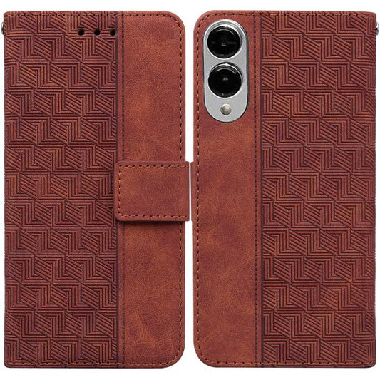 Geometric Embossed Leather Phone Case, For Samsung Galaxy S25 Edge 5G, For Samsung Galaxy S25 5G, For Samsung Galaxy S25+ 5G, For Samsung Galaxy S25 Ultra 5G