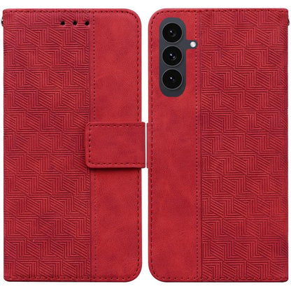 Geometric Embossed Leather Phone Case, For Samsung Galaxy S25 FE 5G, For Samsung Galaxy S25 Edge 5G, For Samsung Galaxy S25 5G, For Samsung Galaxy S25+ 5G