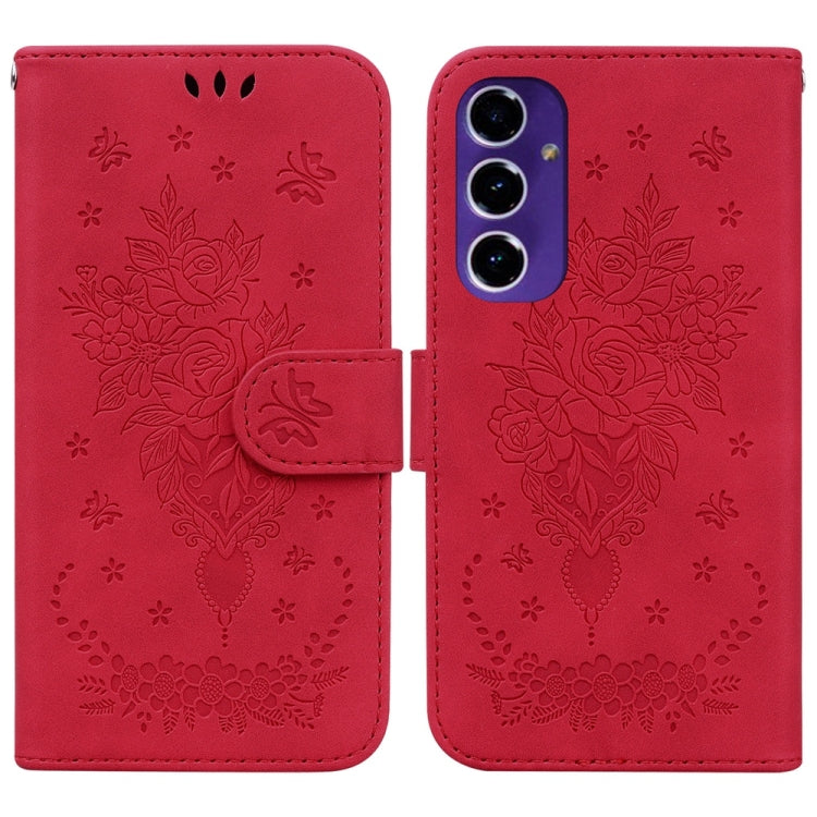 Butterfly Rose Embossed Leather Phone Case