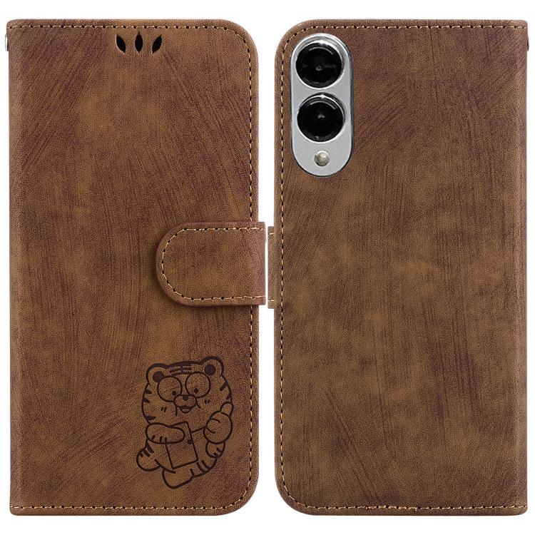 Little Tiger Embossed Leather Phone Case, For Samsung Galaxy S25 FE 5G, For Samsung Galaxy S25 Edge 5G, For Samsung Galaxy S25 5G, For Samsung Galaxy S25+ 5G