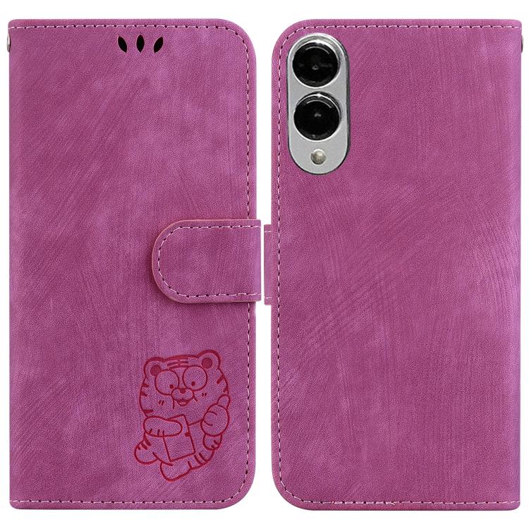Little Tiger Embossed Leather Phone Case, For Samsung Galaxy S25 FE 5G, For Samsung Galaxy S25 Edge 5G, For Samsung Galaxy S25 5G, For Samsung Galaxy S25+ 5G