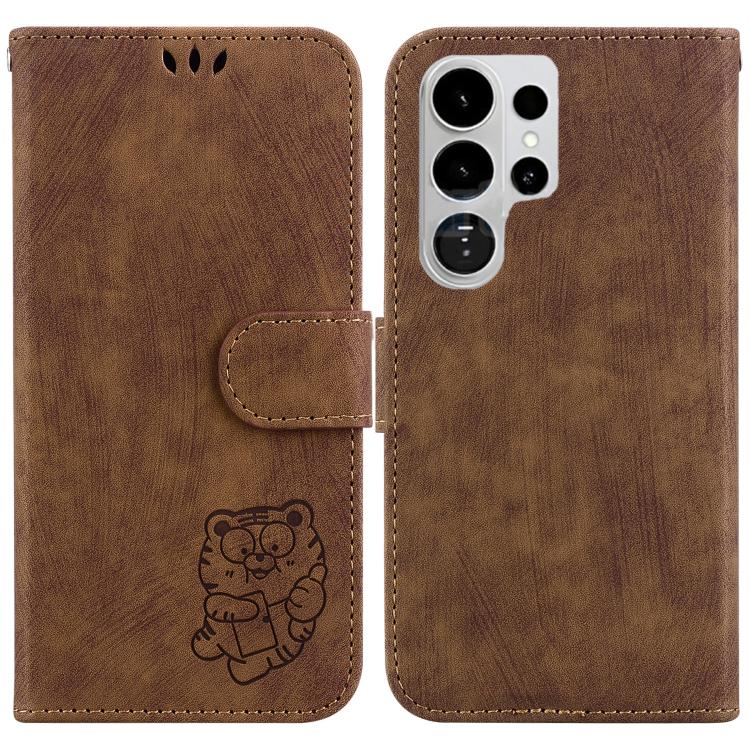 Little Tiger Embossed Leather Phone Case, For Samsung Galaxy S26 Edge 5G, For Samsung Galaxy S26 Ultra 5G, For Samsung Galaxy S26 5G, For Samsung Galaxy S25 FE 5G
