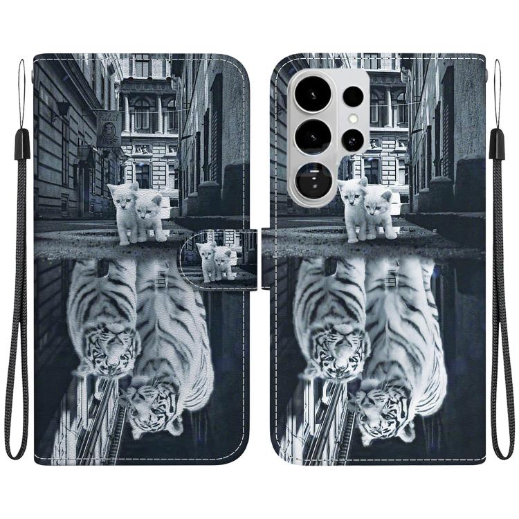 Crystal Texture Colored Drawing Leather Phone Case