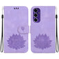 Lotus Embossed Leather Phone Case, For Samsung Galaxy S24 FE 5G