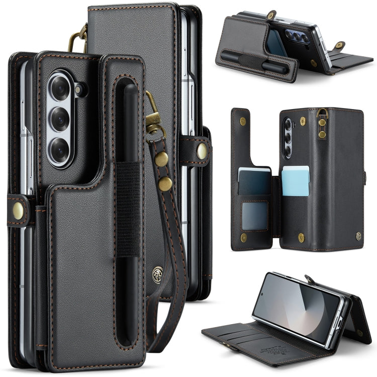 CaseMe C22 PC+TPU Business Style RFID Anti-theft Lanyard Leather Phone Case with Pen Slot