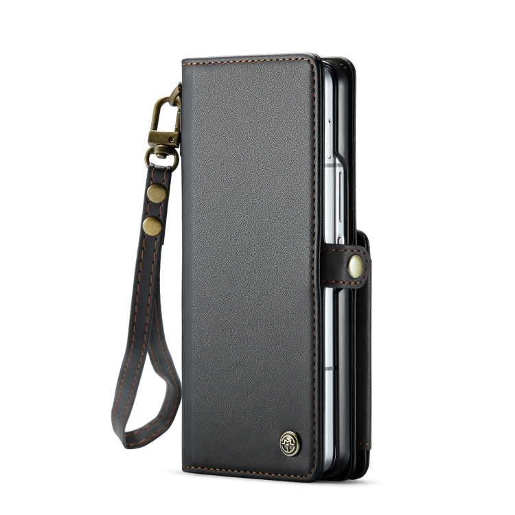 CaseMe C22 PC+TPU Business Style RFID Anti-theft Lanyard Leather Phone Case with Pen Slot