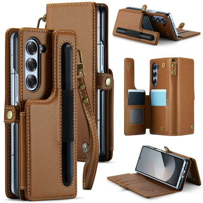 CaseMe C22 PC+TPU Business Style RFID Anti-theft Lanyard Leather Phone Case with Pen Slot