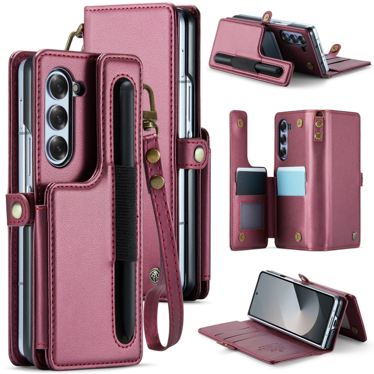 CaseMe C22 PC+TPU Business Style RFID Anti-theft Lanyard Leather Phone Case with Pen Slot