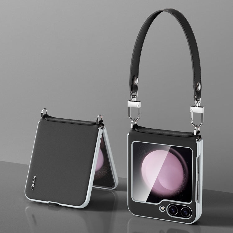 SULADA Skin Feel Liquid Leather Phone Case with Strap, For Samsung Galaxy Z Flip6 / Flip7 FE, For Samsung Galaxy Z Flip5