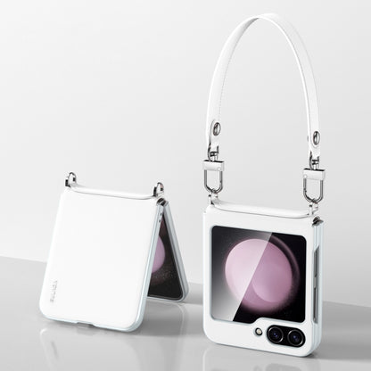 SULADA Skin Feel Liquid Leather Phone Case with Strap, For Samsung Galaxy Z Flip6 / Flip7 FE, For Samsung Galaxy Z Flip5