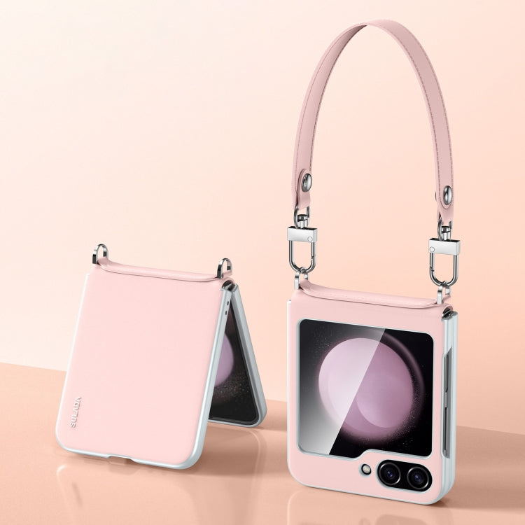 SULADA Skin Feel Liquid Leather Phone Case with Strap, For Samsung Galaxy Z Flip6 / Flip7 FE, For Samsung Galaxy Z Flip5