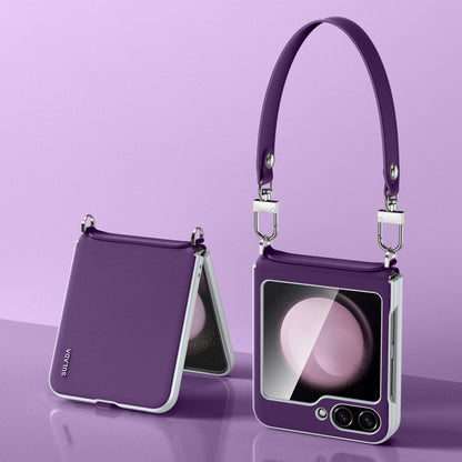 SULADA Skin Feel Liquid Leather Phone Case with Strap, For Samsung Galaxy Z Flip6 / Flip7 FE, For Samsung Galaxy Z Flip5