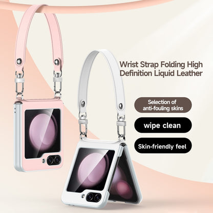 SULADA Skin Feel Liquid Leather Phone Case with Strap, For Samsung Galaxy Z Flip6 / Flip7 FE, For Samsung Galaxy Z Flip5
