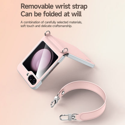 SULADA Skin Feel Liquid Leather Phone Case with Strap, For Samsung Galaxy Z Flip6 / Flip7 FE, For Samsung Galaxy Z Flip5