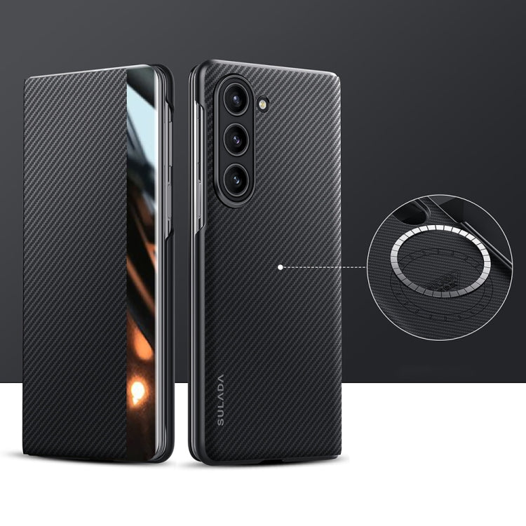 SULADA Kevlar 600D Texture Smart Window Leather Phone Case, For Samsung Galaxy Z Fold6, For Samsung Galaxy Z Fold5, For Samsung Galaxy Z Fold4