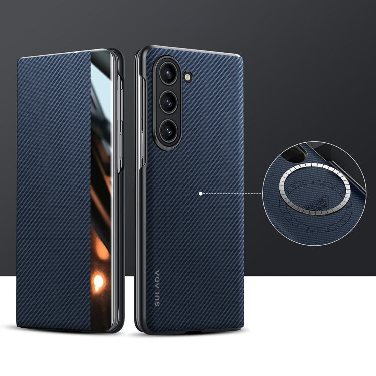 SULADA Kevlar 600D Texture Smart Window Leather Phone Case, For Samsung Galaxy Z Fold6, For Samsung Galaxy Z Fold5, For Samsung Galaxy Z Fold4