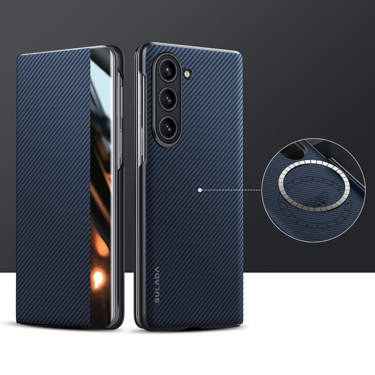 SULADA Kevlar 600D Texture Smart Window Leather Phone Case, For Samsung Galaxy Z Fold6, For Samsung Galaxy Z Fold5, For Samsung Galaxy Z Fold4