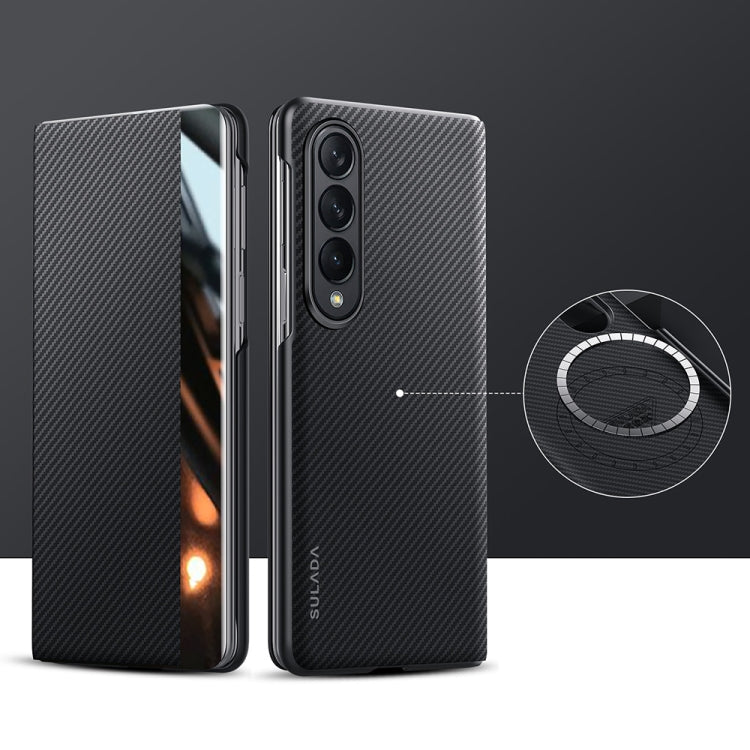 SULADA Kevlar 600D Texture Smart Window Leather Phone Case, For Samsung Galaxy Z Fold6, For Samsung Galaxy Z Fold5, For Samsung Galaxy Z Fold4