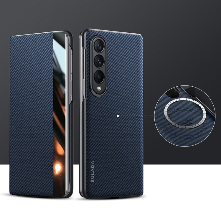 SULADA Kevlar 600D Texture Smart Window Leather Phone Case, For Samsung Galaxy Z Fold6, For Samsung Galaxy Z Fold5, For Samsung Galaxy Z Fold4