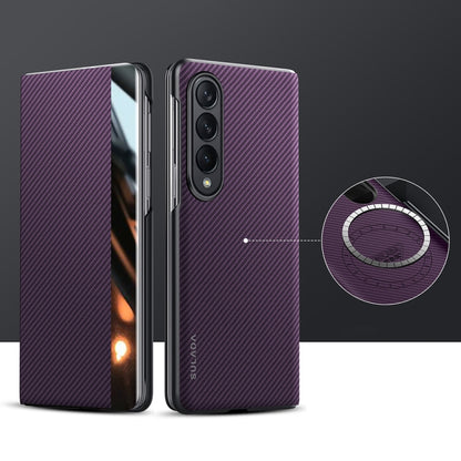 SULADA Kevlar 600D Texture Smart Window Leather Phone Case, For Samsung Galaxy Z Fold6, For Samsung Galaxy Z Fold5, For Samsung Galaxy Z Fold4