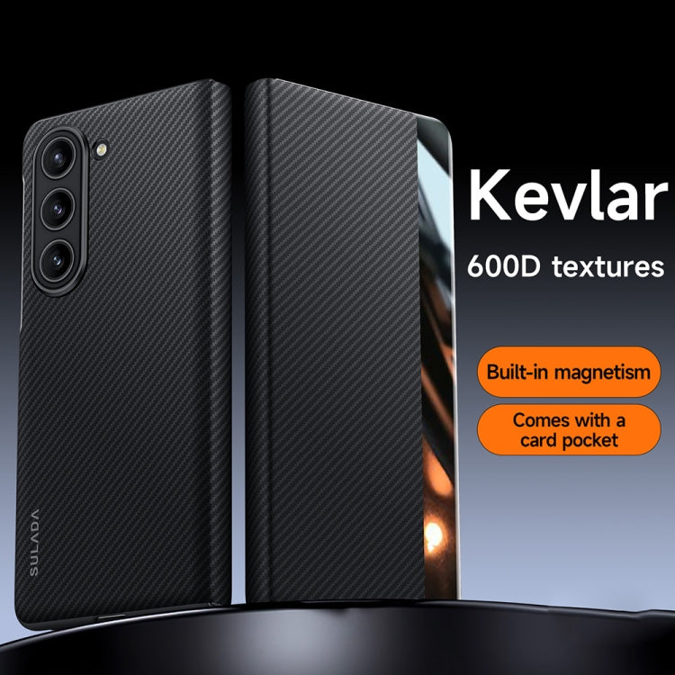 SULADA Kevlar 600D Texture Smart Window Leather Phone Case, For Samsung Galaxy Z Fold6, For Samsung Galaxy Z Fold5, For Samsung Galaxy Z Fold4