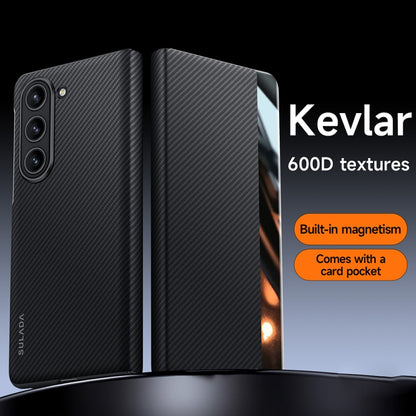 SULADA Kevlar 600D Texture Smart Window Leather Phone Case, For Samsung Galaxy Z Fold6, For Samsung Galaxy Z Fold5, For Samsung Galaxy Z Fold4