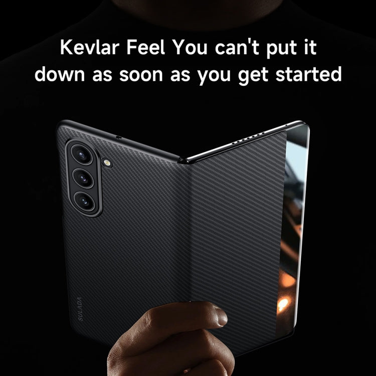 SULADA Kevlar 600D Texture Smart Window Leather Phone Case, For Samsung Galaxy Z Fold6, For Samsung Galaxy Z Fold5, For Samsung Galaxy Z Fold4