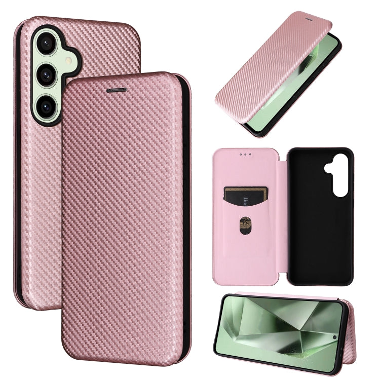 Carbon Fiber Texture Flip Leather Phone Case, For Samsung Galaxy S25+ 5G, For Samsung Galaxy S25 Ultra 5G, For Samsung Galaxy S24 FE 5G