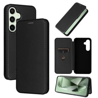 Carbon Fiber Texture Flip Leather Phone Case, For Samsung Galaxy S25+ 5G, For Samsung Galaxy S25 Ultra 5G, For Samsung Galaxy S24 FE 5G