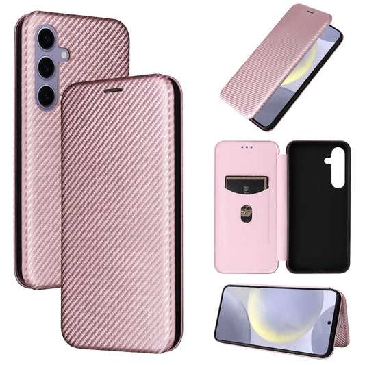 Carbon Fiber Texture Flip Leather Phone Case, For Samsung Galaxy S25+ 5G, For Samsung Galaxy S25 Ultra 5G, For Samsung Galaxy S24 FE 5G