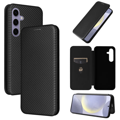 Carbon Fiber Texture Flip Leather Phone Case, For Samsung Galaxy S25 FE 5G, For Samsung Galaxy S25 Edge 5G, For Samsung Galaxy S25 5G, For Samsung Galaxy S25+ 5G