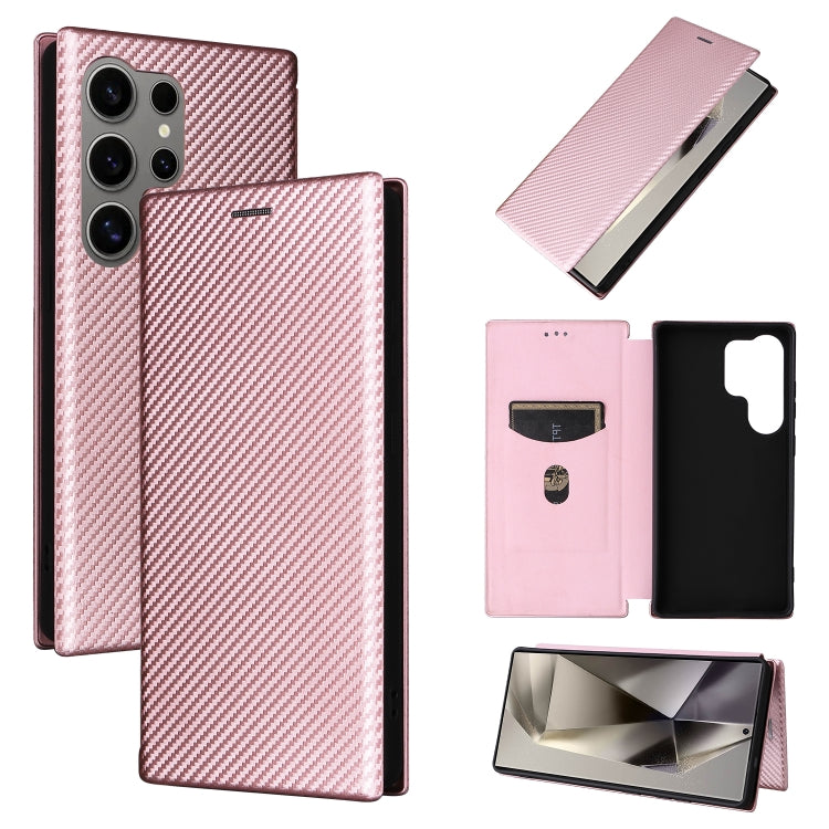 Carbon Fiber Texture Flip Leather Phone Case, For Samsung Galaxy S25+ 5G, For Samsung Galaxy S25 Ultra 5G, For Samsung Galaxy S24 FE 5G