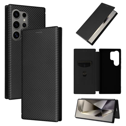Carbon Fiber Texture Flip Leather Phone Case, For Samsung Galaxy S25+ 5G, For Samsung Galaxy S25 Ultra 5G, For Samsung Galaxy S24 FE 5G