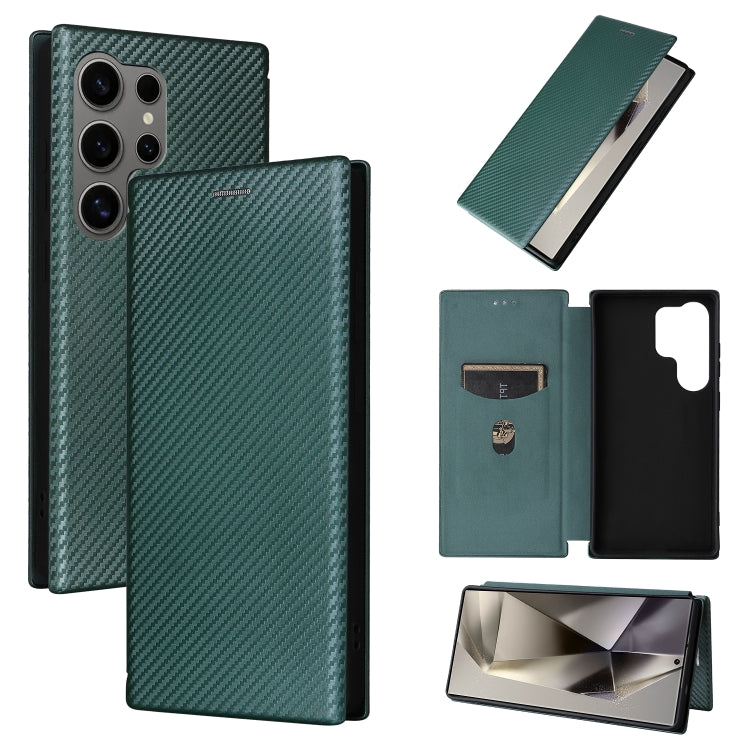 Carbon Fiber Texture Flip Leather Phone Case, For Samsung Galaxy S25 Ultra 5G, For Samsung Galaxy S24 FE 5G