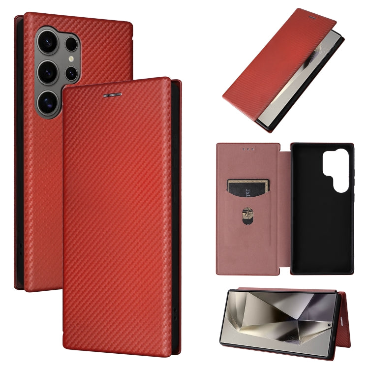 Carbon Fiber Texture Flip Leather Phone Case, For Samsung Galaxy S25 Ultra 5G, For Samsung Galaxy S24 FE 5G