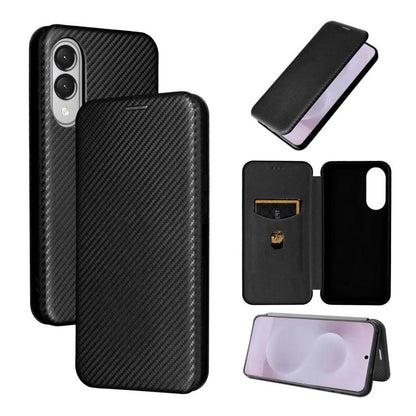Carbon Fiber Texture Flip Leather Phone Case, For Samsung Galaxy S26 5G, For Samsung Galaxy S25 FE 5G, For Samsung Galaxy S25 Edge 5G, For Samsung Galaxy S25 5G