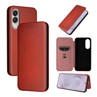 Carbon Fiber Texture Flip Leather Phone Case, For Samsung Galaxy S25 FE 5G, For Samsung Galaxy S25 Edge 5G, For Samsung Galaxy S25 5G, For Samsung Galaxy S25+ 5G