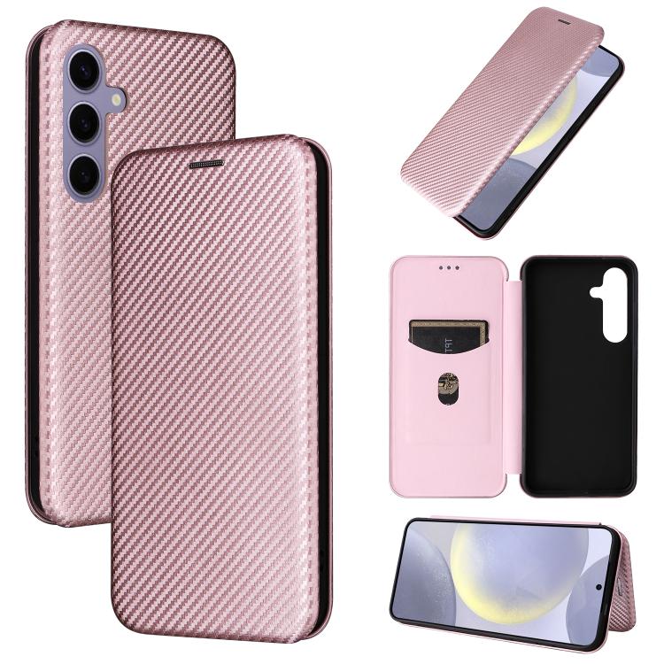 Carbon Fiber Texture Flip Leather Phone Case, For Samsung Galaxy S25 FE 5G, For Samsung Galaxy S25 Edge 5G, For Samsung Galaxy S25 5G, For Samsung Galaxy S25+ 5G