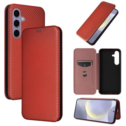 Carbon Fiber Texture Flip Leather Phone Case, For Samsung Galaxy S26 5G, For Samsung Galaxy S25 FE 5G, For Samsung Galaxy S25 Edge 5G, For Samsung Galaxy S25 5G