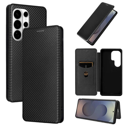Carbon Fiber Texture Flip Leather Phone Case, For Samsung Galaxy S26 Edge 5G, For Samsung Galaxy S26 Ultra 5G, For Samsung Galaxy S26 5G, For Samsung Galaxy S25 FE 5G