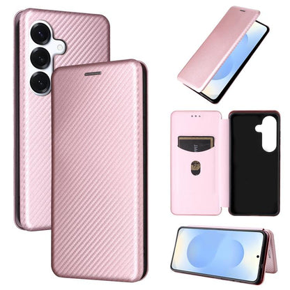 Carbon Fiber Texture Flip Leather Phone Case, For Samsung Galaxy S26 Edge 5G, For Samsung Galaxy S26 Ultra 5G, For Samsung Galaxy S26 5G, For Samsung Galaxy S25 FE 5G