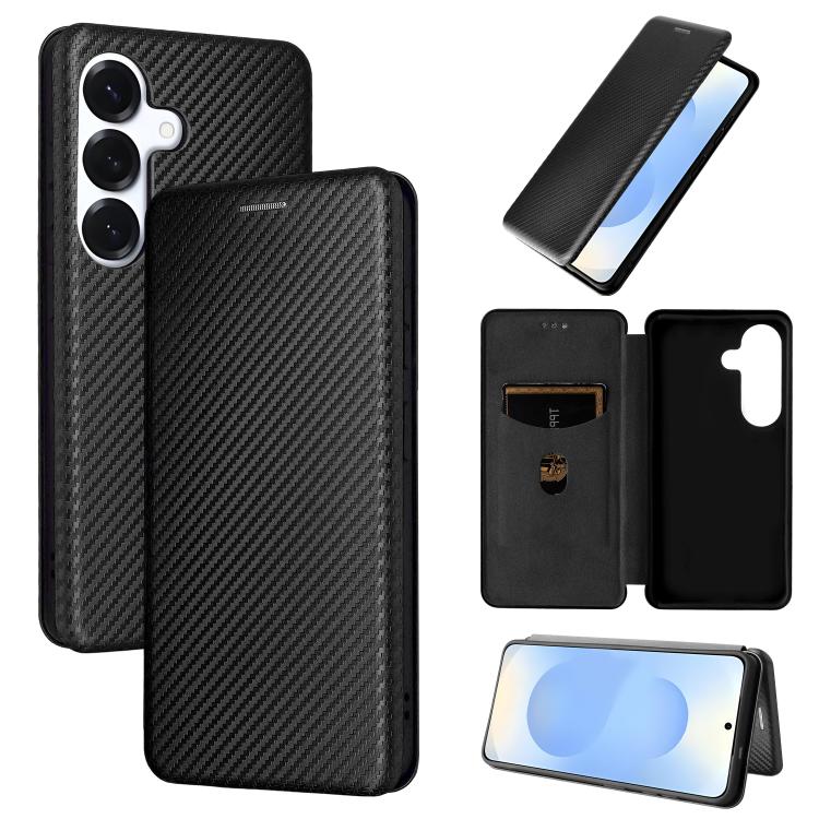 Carbon Fiber Texture Flip Leather Phone Case, For Samsung Galaxy S26 Edge 5G, For Samsung Galaxy S26 Ultra 5G, For Samsung Galaxy S26 5G, For Samsung Galaxy S25 FE 5G