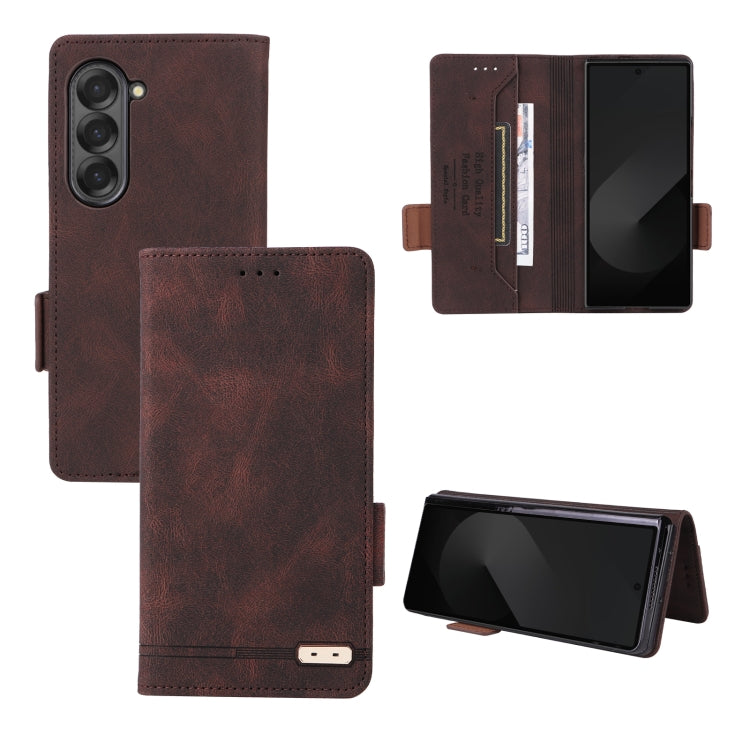 Magnetic Clasp Leather Phone Case, For Samsung Galaxy Z Fold7 5G, For Samsung Galaxy Z Fold6