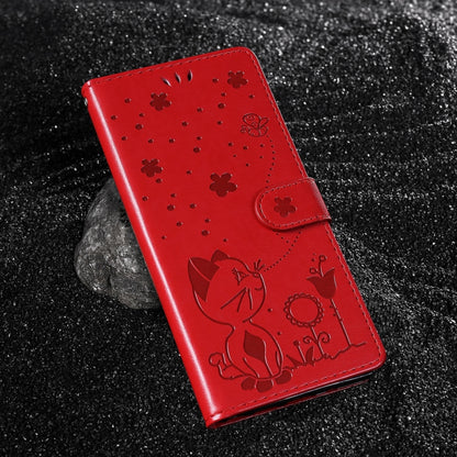 Cat and Bee Embossed Flip Leather Phone Case