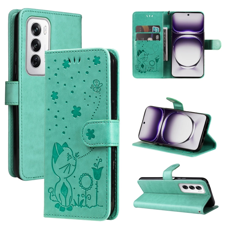 Cat and Bee Embossed Flip Leather Phone Case