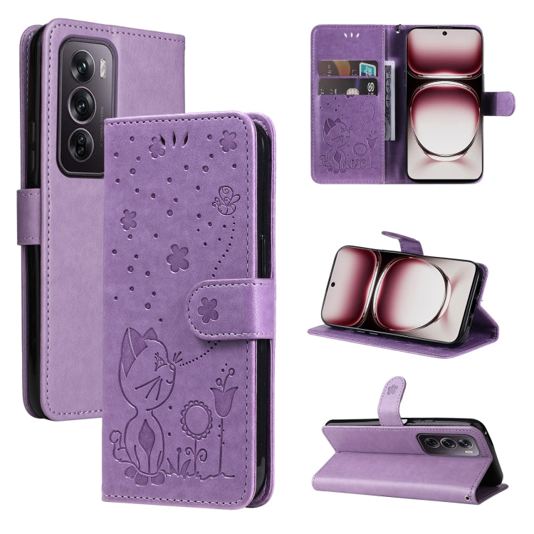 Cat and Bee Embossed Flip Leather Phone Case