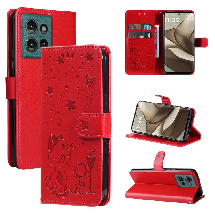 Cat and Bee Embossed Flip Leather Phone Case, For OPPO A6 Pro 4G / 5G Global, For OPPO Find X9 Pro, For OPPO A60 5G Global / A40 4G Global, For OPPO K12X 5G Global