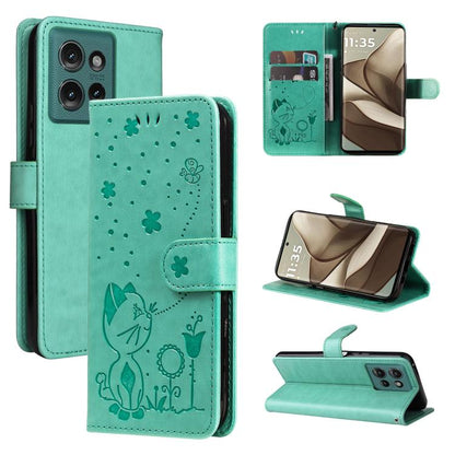 Cat and Bee Embossed Flip Leather Phone Case, For OPPO A6 Pro 4G / 5G Global, For OPPO Find X9 Pro, For OPPO A60 5G Global / A40 4G Global, For OPPO K12X 5G Global